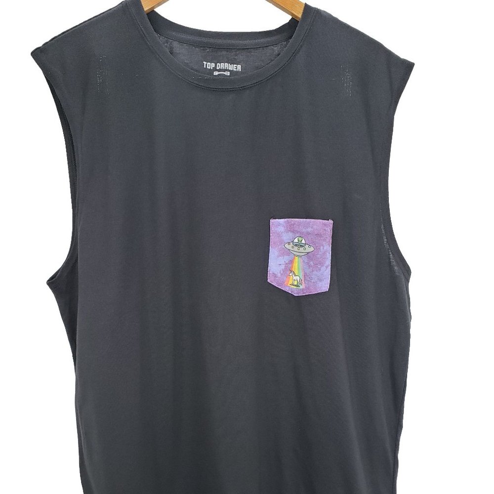 Black Unicorn Alien Abduction Muscle Tee